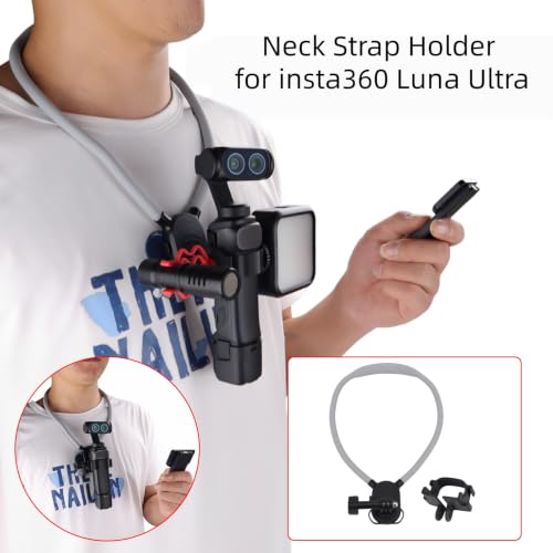 Camera Neck Strap Bracket for Insta360 Luna Ultra, First-Person Chest Strap Camera Neck Mount with Dual Cold Shoe Mount for POV/Vlog Selfie Video Recording