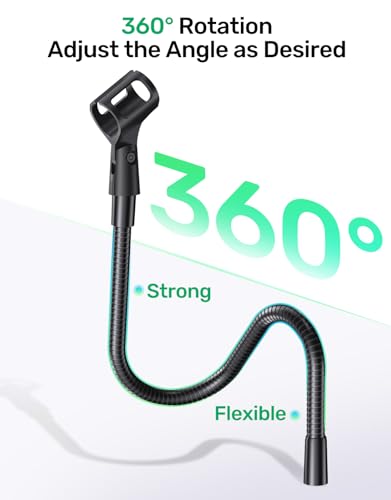 19" Flexible Gooseneck Mic Stand with Desk Clamp【Heavy Duty】 & with 2 Mic Holders, 1/4" & 3/8" Adapters，for Gaming, Live Streaming, Podcast, Conference, and Podium - size: Heavy-Duty Clamp