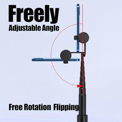 Selfie Stick Tripod Portable Extendable Cell Phone Stand with Detachable Mini Ring Light Phone Tripod Stand with Bluetooth Remote for iPhone Android for Vlogging/Travel/Live Streaming (Black) - color: Black