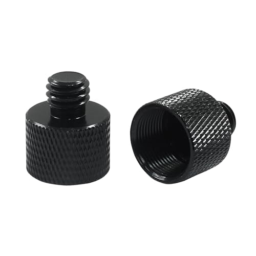 Waziaqoc 2 Pcs Mic Stand Adapter, 5/8 Female to 3/8 Male Thread | Camera Tripod Adapter, For Microphone Mounts and Stands, Black - size: 5/8 to 3/8 Thread(2 Pcs)