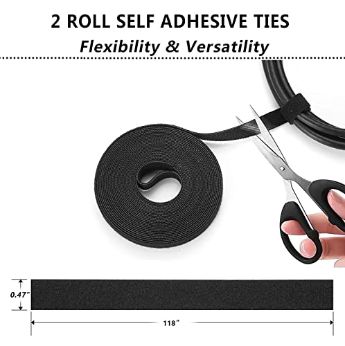 311Pcs Cable Management Organizer Kit 4 Cable Sleeve Split,53Cable Clips 12Cord Clips Holder,22 Cable Ties, 20 Adhesive Wall Cable Tie, 200Fasten Cable Ties for TV Office Home Electronics - size: 311 PCS
