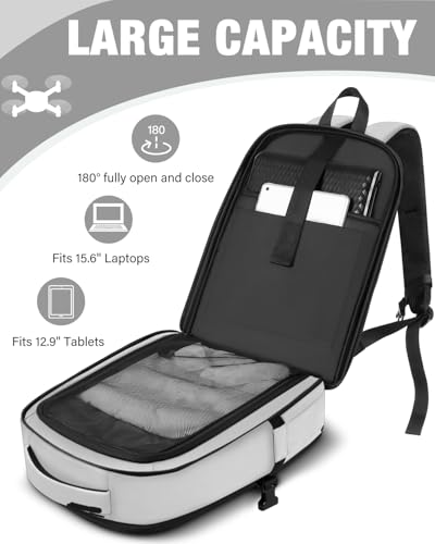 PEKREWS Mini 4 Pro Case, Mini 3/4 Pro Waterproof Hard Carrying Case, Large Drone Bag Fits 15.6 Inch Laptop, Travel Backpack for DJI RC 2/RC/N3/N2/N1 Controller, Fly More Combo and Drone Accessories - color: Silver Grey