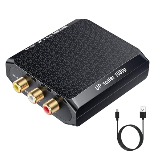 WENTER AV to HDMI Converter, 1080P RCA to HDMI Adapter, Mini Composite CVBS Audio Video Adapter Supports PAL/NTSC for VCR/VHS/Xbox/PS3/STB/N64/Wii/TV/PC/Blue-Ray DVD Players - color: Black USB Cable