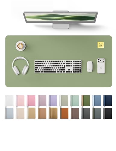 YSAGi Leather Desk Protector, Office Mat, Large Mouse Mat, Non-Slip PU Leather Blotter, Laptop Desk Mat, Waterproof Writing Pad for Office and Home (Bamboo Green, 31.5" x 15.8") - color: Bamboo Green, size: 31.5" x 15.8"