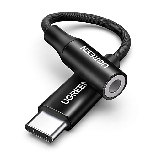UGREEN USB C to 3.5mm Audio Adapter Type C to Headphone Aux Jack Dongle 24bit/96kHz HiFi DAC Cable Cord Compatible with iPhone 17 16 Pro Max/16 Plus, iPad, Galaxy S25 S26 Ultra, Pixel 10, Black - color: Black