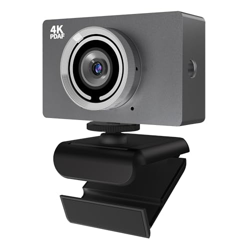 4K UHD Webcam with Microphone, Auto Focus Streaming Web Camera, Noise Canceling Mic, Auto Light Correction, USB Plug & Play Privacy Cover Webcam for PC Laptop Desktop Zoom Meeting Gaming - color: 4K-Phantom Gray