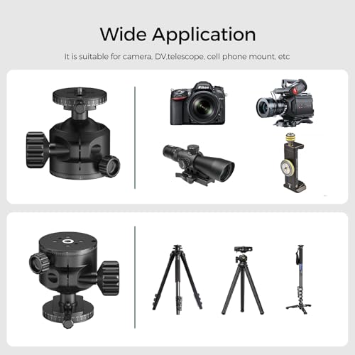 FANAUE Low Profile Camera Tripod Ball Head Mount, 55mm Tripod BallHead with 360° Swivel & 90° Tilt Panoramic Compatible with Arca, (XB-55T)