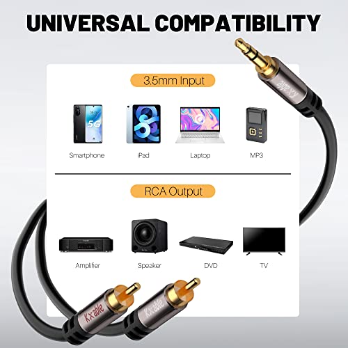2 Pack 8FT 3.5mm to RCA Stereo Audio Adapter Cable, Auxiliary RCA Y Splitter Cord, Shielded Hi-Fi Sound Cord, For Headphone, MP3, Tablet, Speaker, HDTV & More - size: 8 Feet (2 Pack)