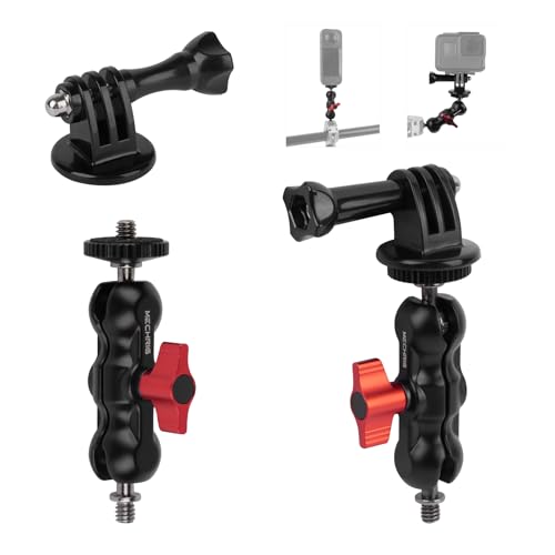 Magic Arm Kit (2-Pack), Double Ballhead with 1/4" Screw & Tripod Mount Adapters for GoPro, Insta360,DJI Action Cameras,DSLR,Fill Light,Microphone - YD053