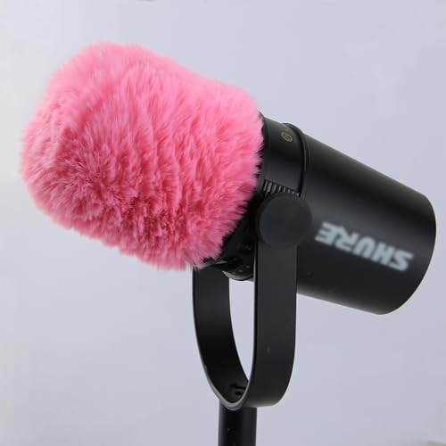 LEFXMOPHY MV7X Windscreen for SHURE MV7 MV7X Microphone Replacement Pop filter, Pink Furry Wind Muff Deadcat Cover - color: PINK