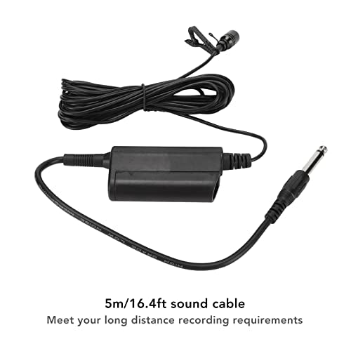 VBESTLIFE Lavalier Lapel Microphone, Omnidirectional Condenser Mic, 6.35MM Jack, Mini Metal Clip, for Playing Guitars, Saxophones, Trumpets, Violins, 16.4ft