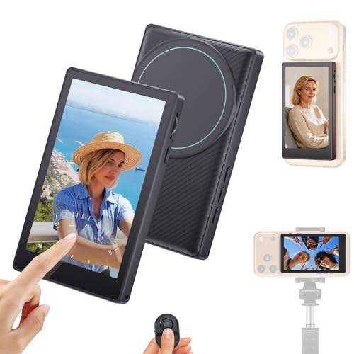 Selfie Monitor Screen for iPhone: Wireless Magnetic Vlog Kit with Touch Screen Focus Adjustment, Support 4K30fps Recording for iPhone 15/16,Back Camera Monitor for YouTube Creators TikTok Live Stream
