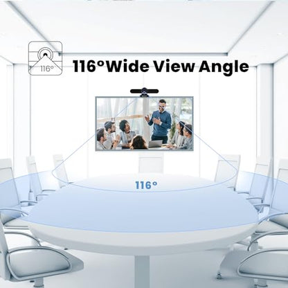 TONGVEO 4K Webcam Conference Call Room Web Camera with Dual Microphones &Speaker, | All-in-One USB Video Camera, 116° Wide Angle, AI Auto Framing | Compatible with Zoom, OBS