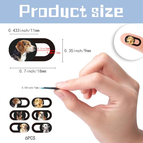 6Pcs 6 Styles Dog Camera Cover Slide Cute Laptop Accessories 0.04 Inch Ultra Thin Webcam Cover Slide Dog Phone Computer Camera Privacy Blocker for Laptop Desktop Computer Notebook Mini PC - color: Dog-2