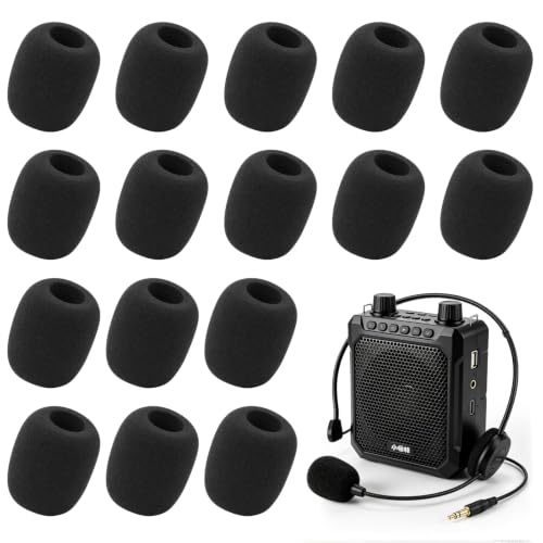 Microphone Covers, 16Pcs Black Mini High-density Mic Cover Foam, Noise-Prevent Microphones Windscreen for Evolution Golf Cart, Lapel Mic, Headset Mic, Wireless Handheld Mics