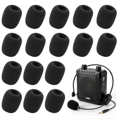 Microphone Covers, 16Pcs Black Mini High-density Mic Cover Foam, Noise-Prevent Microphones Windscreen for Evolution Golf Cart, Lapel Mic, Headset Mic, Wireless Handheld Mics