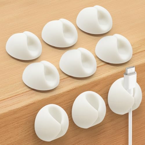 SmiLife Cable Clips, Cord Holder, Adhesive Cord Clips, Wire Holder for Cable Management, Phone Charger, Desk, Wall, Nightstand and Office, White 9 PCS - color: White 1.1 inches