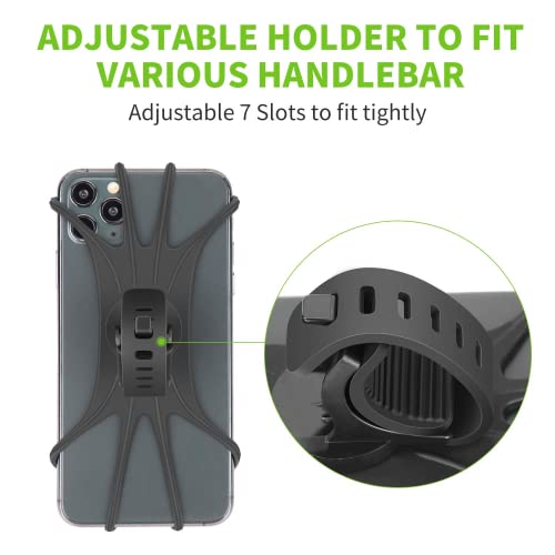 Bike Phone Mount - Universal Silicone Cellphone Holder - Adjustable Road Mountain Bicycle Handlebar Rack Clamp Accessories for iPhone 17 16 15 14 13 Pro Max Plus Air for Scooter Stroller - color: Bike Phone Mount