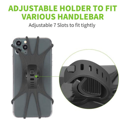 Bike Phone Mount - Universal Silicone Cellphone Holder - Adjustable Road Mountain Bicycle Handlebar Rack Clamp Accessories for iPhone 17 16 15 14 13 Pro Max Plus Air for Scooter Stroller - color: Bike Phone Mount