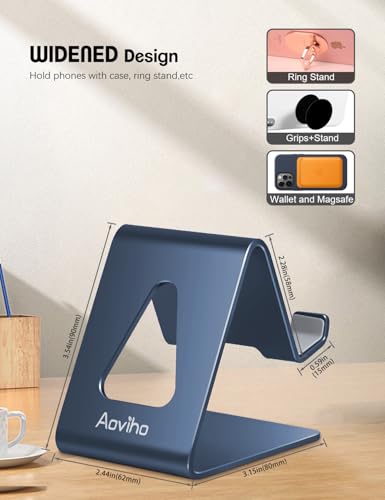 Aoviho Desk Cell Phone Stand Phone Holder - Aluminum Phone Cradle Dock for iPhone 13 12 pro 11 X Xs max 8 7 6 6s Plus SE 5 5s SE Samsung, All Smart Phones (Navy Blue) - color: Navy Blue