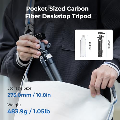 SmallRig Carbon Fiber Mini Desktop Tripod with 360° Ball Head | Compact 15.5" tripod, Built-in QR Plate for Arca, Ball Head Capacity 3kg / 6.6lb for Cameras, DSLRs, Lenses - style: Ball Head