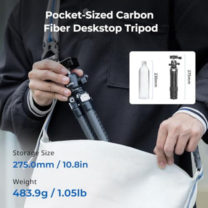 SmallRig Carbon Fiber Mini Desktop Tripod with 360° Ball Head | Compact 15.5" tripod, Built-in QR Plate for Arca, Ball Head Capacity 3kg / 6.6lb for Cameras, DSLRs, Lenses - style: Ball Head