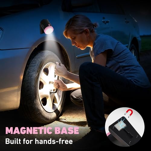 4-Pack Pink Rechargeable LED Work Light, 360° Adjustable Spotlight with Magnetic Base & Clamp, Portable Clip Light for Garage, BBQ, Workshop, Car Repair, Household & Emergency Use - style: 4-Pack