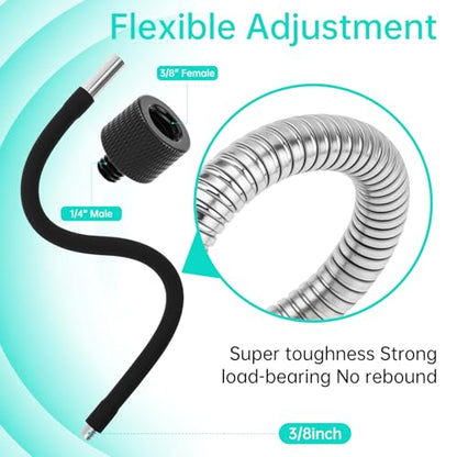 Gooseneck Mic Stand,Flexible Arm Desk Clamp for Streaming Podcast Studio | Heavy Duty Steel hold 1kg,Easy Adjust,Clamp fits desks/poles/shelves 15-49mm thick. mic clip+2 adapters.For mics up to 1.2"