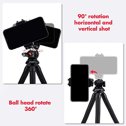 Fotopro RM-80 Flexible Tripod with Ball Head - Bendable Phone Stand for Travel Vlogging, Handheld Camera Mount, Compatible with Smartphones, Compact & Portable - style: RM-80+K2+SJ-85