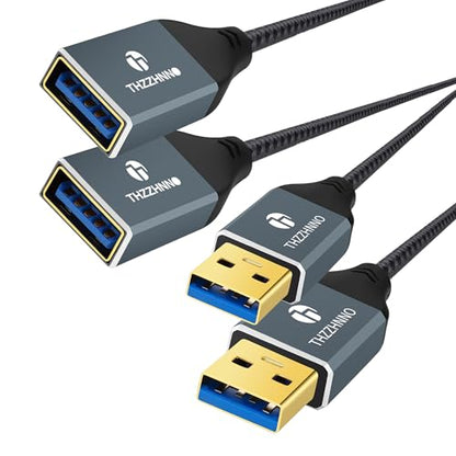 USB 3.0 Extension 6.6FT 2 Pack, USB Male to Female USB 3.0 Extender Cable for Webcam, Camera, Phone, USB hub, Mouse, Keyboard, Printer, Hard Drive, Headset - color: USB Male to Female, size: 2.0M, style: 2 Pack