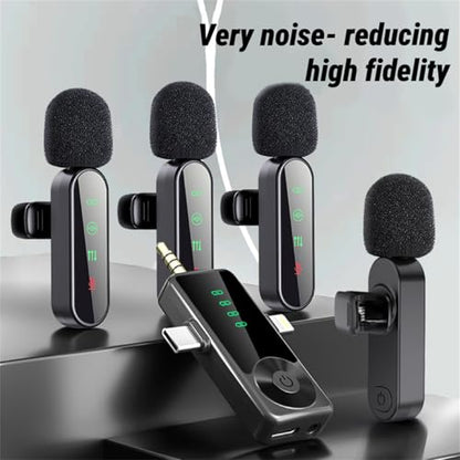 3 in 1/Four in one Wireless Lavalier Microphone for iPhone,iPad,Android,Camera,computer,mini Noise Reduction Recording Mic Ultra-Low Delay,for Vlog/ TikTok/YouTube Live Stream (Upgrade 4mic) - style: Upgrade 4mic