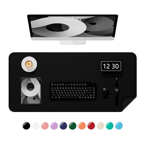 Desk Pad, 23.6" x 13.8" PU Leather Non-Slip Desk Mat Large Mouse Pad for Desktop, Waterproof Laptop Computer Writing Mat for Office, Home, Work, Gaming, Black - color: Black, size: 23.6" x 13.8"