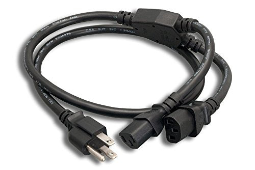 Cablelera AC Power Splitter Y Cable NEMA 5-15P 2X IEC-320-C13 Sjt 16AWG, 6ft (ZADA39MC-06) - size: 6ft