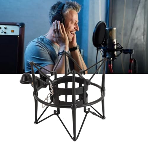 Tangxi 60MM Microphones Shock Mount, High Isolation, Anti Vibration Spider Shockmount Stand for Microphones up to 60MM (Black) - color: Black
