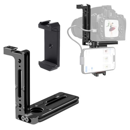 Camera L Bracket for Phone Mount,Camera Side Phone Holder with NATO Handle Rail Phone Rail 38mm Arca Style for Nikon Canon Sony SLR DSLR Camera Live/Vlog Accessories