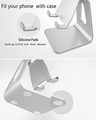 CreaDream Adjustable Cell Phone Stand, Phone Stand, Cradle, Dock, Holder, Aluminum Desktop Stand Compatible with Phone Xs Max Xr 8 7 6 6s Plus SE Charging, Accessories Desk,All Mobile Phones-Silver - color: Silver