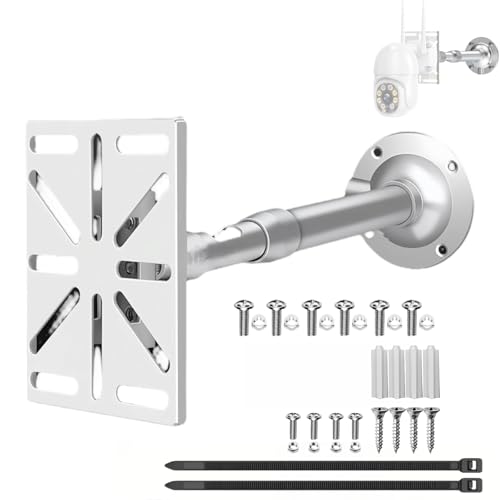 Telescoping Security Camera Mount (20-40cm/7.9-15.7in) with 1/4" Screw Interface & Adapter Plate - Aluminum Bracket for Universal Camera Compatibility, Indoor/Outdoor Use