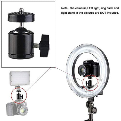 SLOW DOLPHIN Hot Shoe Mount Adapter 360 Degree Swivel Mini Ball Head 1/4 Tripod Screw for Cameras, Camcorders, Smart Phone, LED Video Light, Microphone (4 Packs)