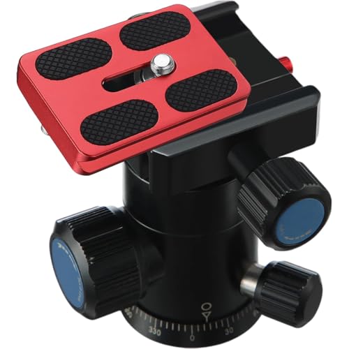 Frienda 2 Pieces Metal Quick Release Plate with 1/4''-20 Camera Screw Tripod Mount Plate Fits Standard for DSLR Camera Tripod Ball Head(Pu50,Black and Red) - color: Black and Red, style: PU50