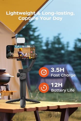 Gimbal Stabilizer for iPhone, Phone Stabilizer, Portable Foldable 3-Axis Phone Gimbal with Magnetic Fill Light for Android & iPhone 17 16 15 Pro Max, Ideal for Travel Vlogging - style: CM8 PLUS