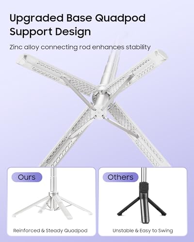 53'' Selfie Stick Tripod with Light, Enhanced 4-Leg Cell Phone Stand Camera Tripod with Rechargeable Wireless Remote & 2 Fill Light, Portable Selfie Stick Travel Essentials for iPhone Android - color: White A