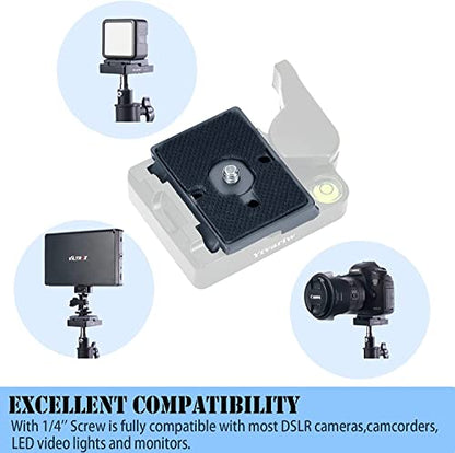 323 Quick Release Plate 1/4" Screw Tripod Camera Compatible for Manfrotto 200pl-14 RC2 Camera Tripod Ball Head 2PCS,Grey - color: Grey