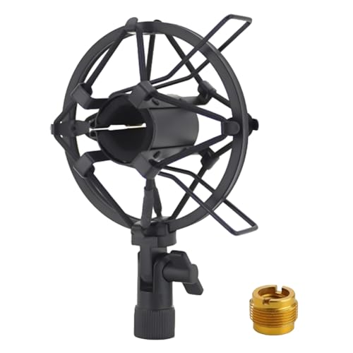 23-27mm Microphone Shock Mount Anti Vibration Mic Suspension Mount Aluminum Alloy Condenser Microphones Holder Clip with Metal Screw Adapter Isolation Absorber Studio - color: Black, size: For 23mm-27mm Diameter