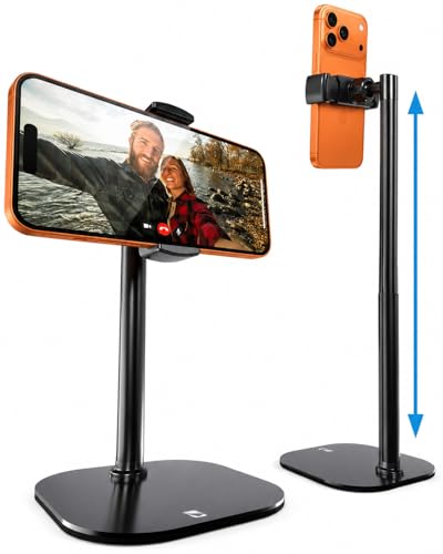 COOPER ChatStand, Adjustable Cell Phone Stand for Desk, Phone Stand for Recording, iPhone Holder for Filming, Small iPhone Tripod, Soporte para Celular, Fits Samsung, Android, (Night Black) - color: A - Night Black