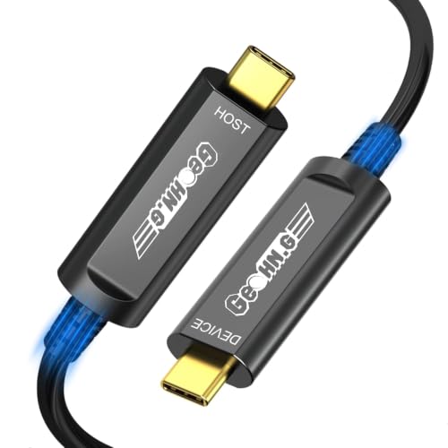 USB C Fiber Optic Cable 65 FT, 10Gbps Active Long USB C Cable with German SiliconLine Chip, USB 3.2 Gen2 Long Distance Zero Data Loss for Webcam,4K Camera,VR,Video Conference,Industrial System - size: 65FT