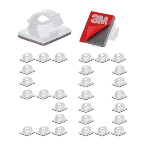 Cable Clips Self with 3M Adhesive Cord Organizer, Wire Holder Clamp Management Sticky for Desk Car Dash Cam Tables Wall, White 50pcs - color: White, size: 50 Pieces
