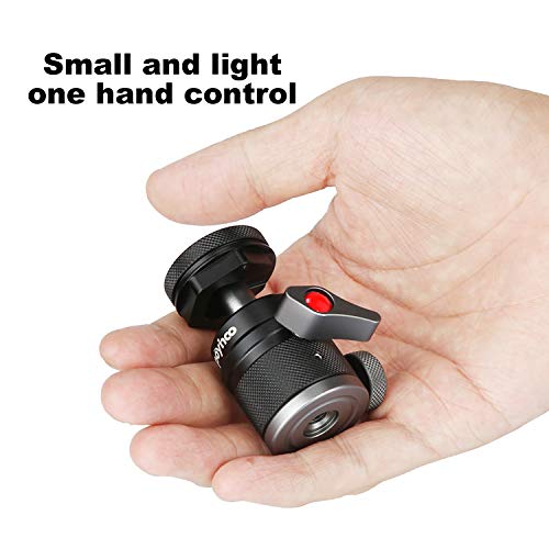 Mini Ball Head with 1/4" Hotshoe Mount Adapter 360 Degree Rotatable Aluminum Tripod Head for DSLR Cameras HTC Vive Tripods Monopods Camcorder Light Stand - size: 1/4" & 3/8"ColdShoe