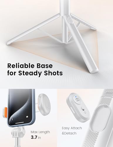 ANXRE 71" Phone Tripod, NT79 Extendable Selfie Stick with 1/4" Camera Mount for Cell Phone＆Camera, Phone Tripod Stand Holder with Remote Compatible with iPhone Android, Camera - color: White