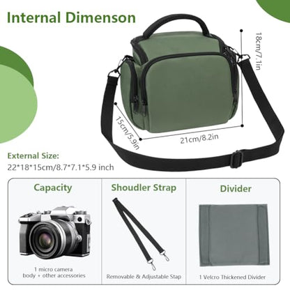 Ainiv DSLR Camera Bag, Waterproof Anti-Shock SLR Camera Case, Large Adjustable Shoulder Strap Camera Backpack, Portable Crossbody Single Shoulder Backpacks Compatible with Canon, Sony, Nikon, Green - color: Green