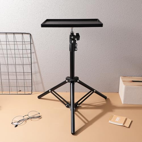 MAGICLULU Projector Stand Tripod 44.88 Inch Height Adjustable Tripod Stand Portable Projector Table with Tray for Office Home Movie Equiqment (Tray Size 7.09 x 9.84Inch)